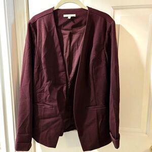 41 Hawthorne ladies L maroon open front cardigan blazer